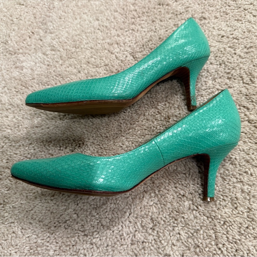 Cole Haan Nike Air Teal Snakeskin Pattern Heels